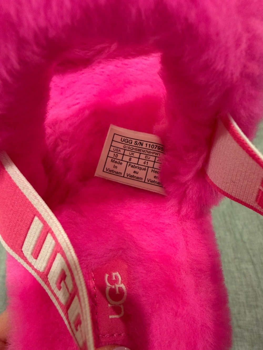 UGG Neon Pink Plush Slide Sandals - Picture 3 of 5